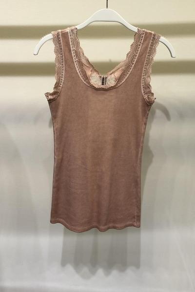 Lace Trim Ribbed Tank Top