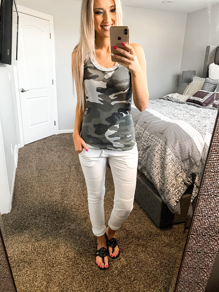 Ribbed Camouflage Tank Top